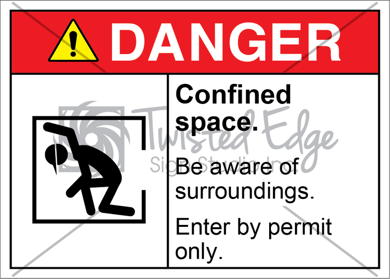 Safety Sign Danger Confined Space Enter by Permit