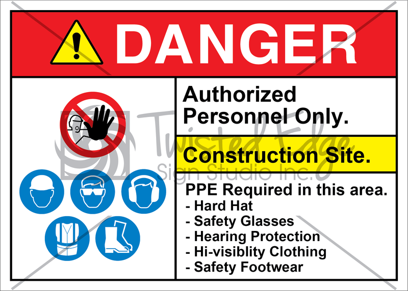 Construction Site PPE Required Hat Glasses Protection Clothing Footwear