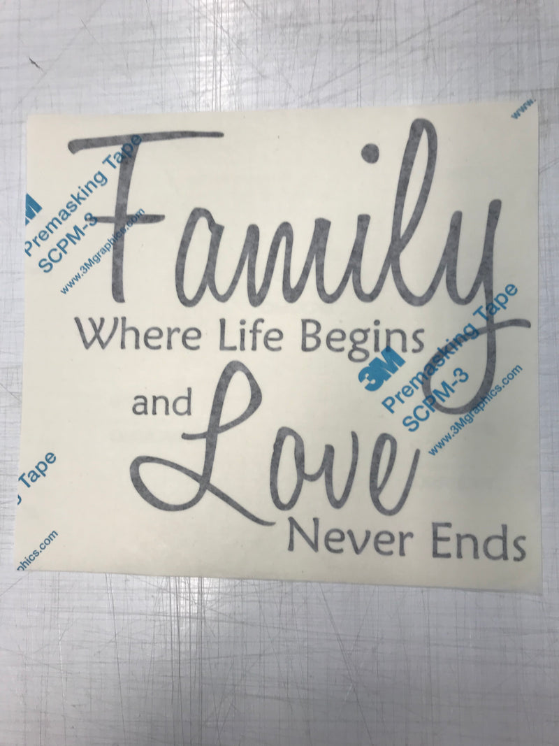 Family Where Life Begins and Love Never Ends Premasked