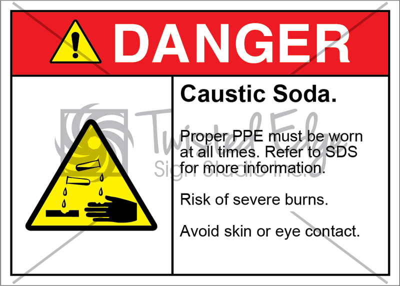 Safety Sign Danger Caustic Soda
