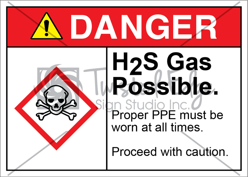 Safety Sign Danger H2S Gas Possible