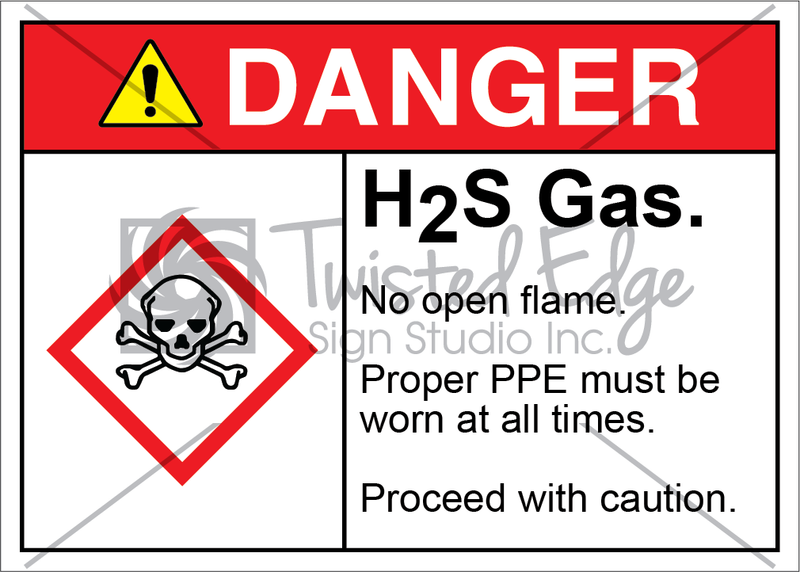 Safety Sign Danger H2S Gas