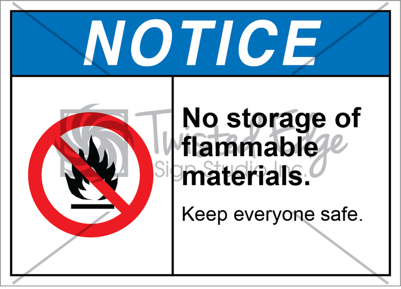 Safety Sign Notice No Storage of Flammable Materials