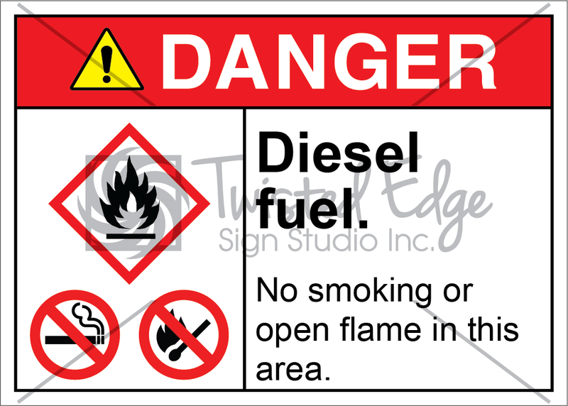 Safety Sign Danger Diesel Fuel No Smoking Open Flame