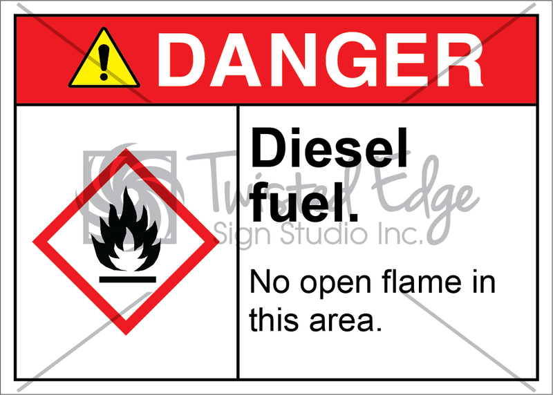 Safety Sign Danger Diesel Fuel No Open Flame