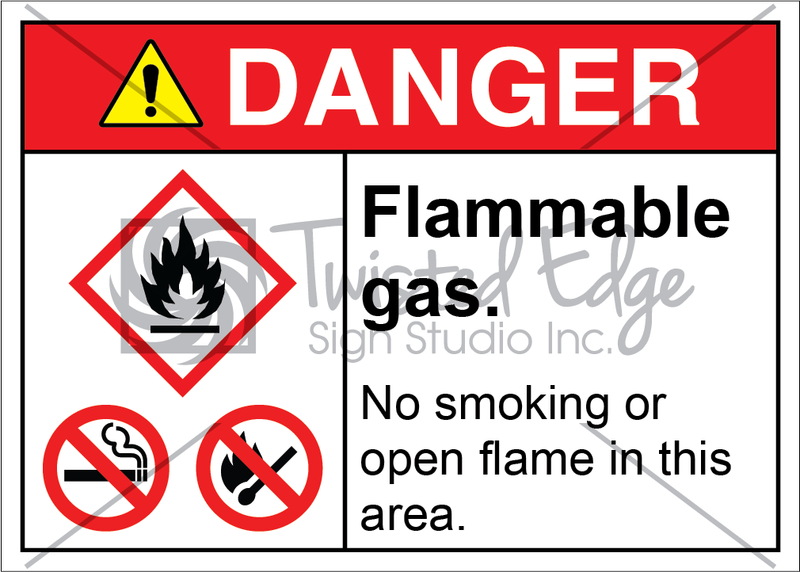 Safety Sign Danger Flammable Gas No Smoking Open Flame