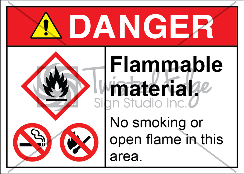 Safety Sign Danger Flammable Material No Smoking Open Flame