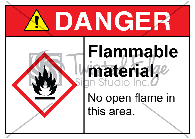 Safety Sign Danger Flammable Material No Open Flame