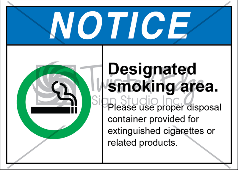 Safety Sign Notice Designated Smoking Area