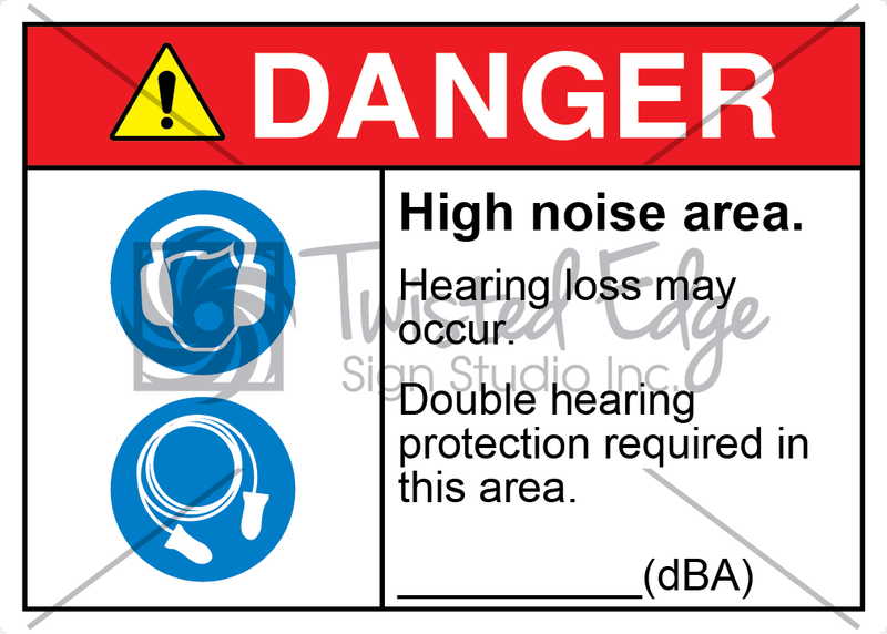Safety Sign Danger High Noise Area Double Hearing Protection Required