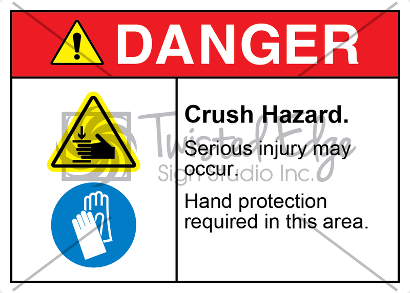 Safety Sign Danger Crush Hazard Hand Protection Required
