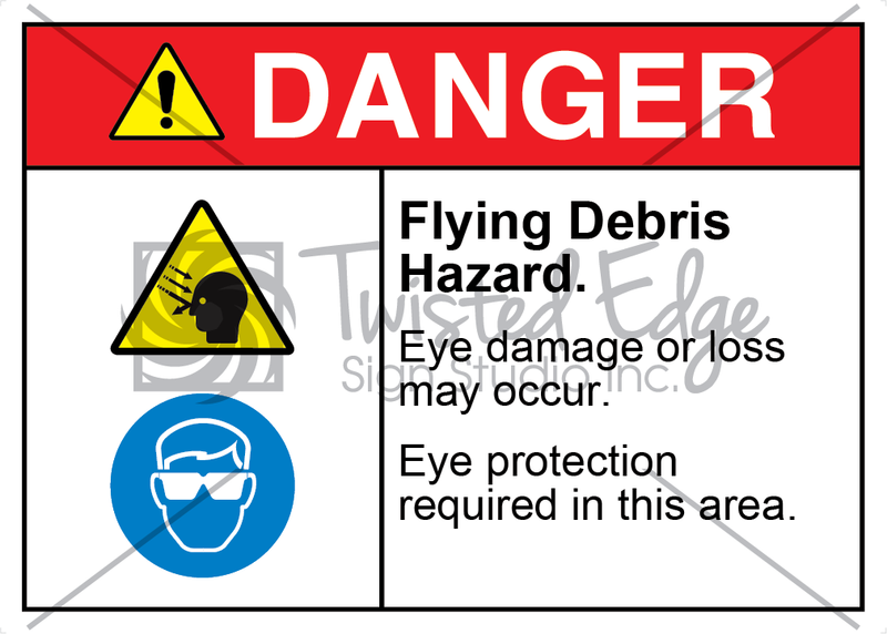 Safety Sign Danger Flying Debris Hazard Eye Protection Required