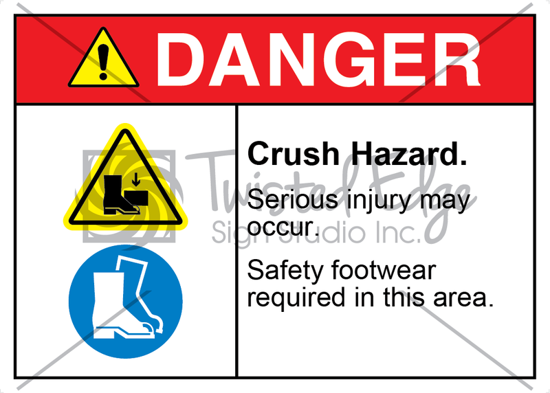 Safety Sign Danger Crush Hazard Safety Footwear Required