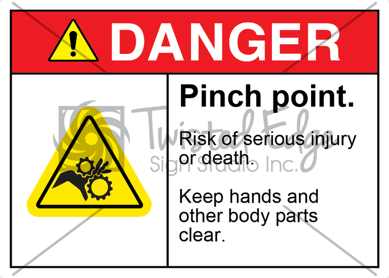 Safety Sign Danger Pinch Point Gear Rollers