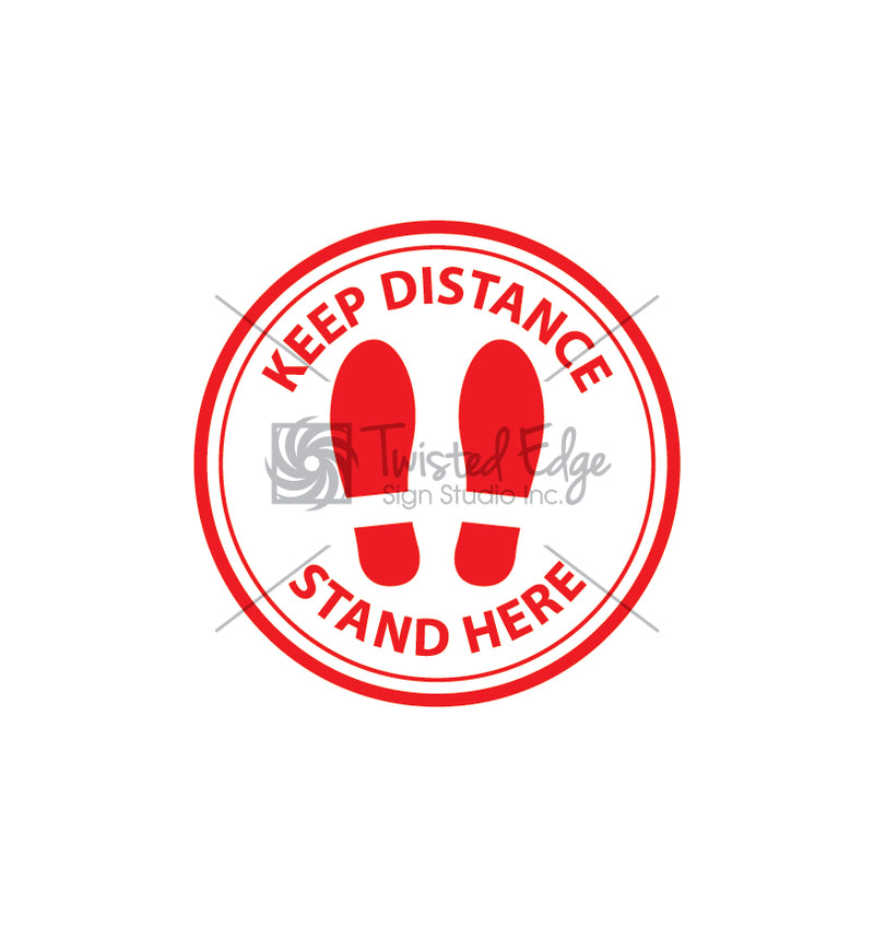 Keep Distance Stand Here COVID 19 Floor Decal